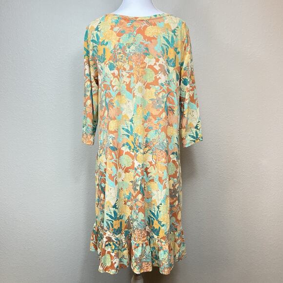 Peruvian Connection Women’s Latana Pima Cotton Medium Jersey Pockets Ruffle Hem - Picture 2 of 11